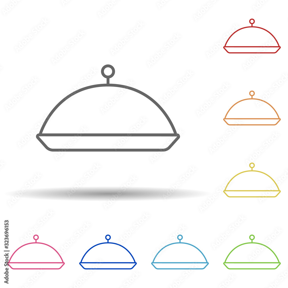 Restaurant tray in multi color style icon. Simple thin line, outline vector of food icons for ui and ux, website or mobile application Restaurant tray in multi color style icon. Simple thin line, outline vector of food icons for ui and ux, website or mobile application