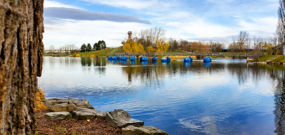 Park with a lake in Freiburg, Seepark Betzenhausen