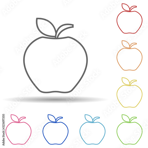 Apple in multi color style icon. Simple thin line  outline vector of fruit icons for ui and ux  website or mobile application