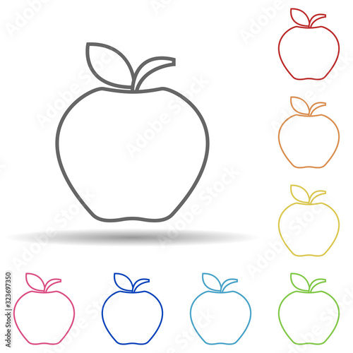 Apple in multi color style icon. Simple thin line, outline vector of fruit icons for ui and ux, website or mobile application