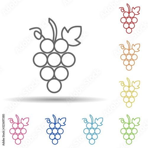 Grapes in multi color style icon. Simple thin line, outline vector of fruit icons for ui and ux, website or mobile application