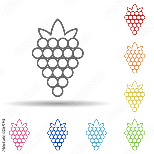 Grapes in multi color style icon. Simple thin line, outline vector of fruit icons for ui and ux, website or mobile application