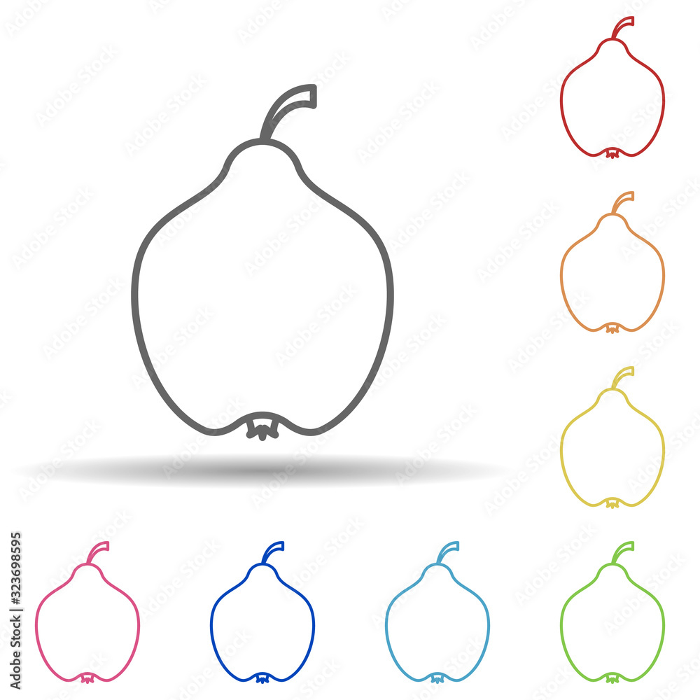 Quince in multi color style icon. Simple thin line, outline vector of fruit icons for ui and ux, website or mobile application