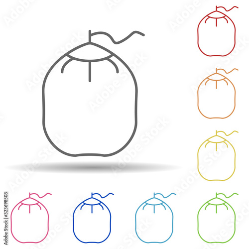Walnut in multi color style icon. Simple thin line, outline vector of fruit icons for ui and ux, website or mobile application