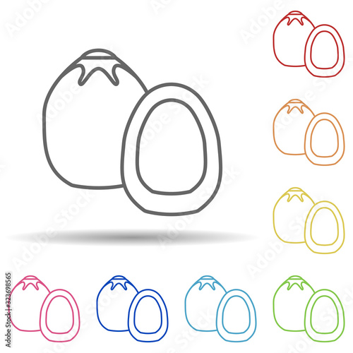 Mangosteen in multi color style icon. Simple thin line, outline vector of fruit icons for ui and ux, website or mobile application