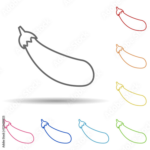 Eggplant in multi color style icon. Simple thin line, outline vector of fruit icons for ui and ux, website or mobile application