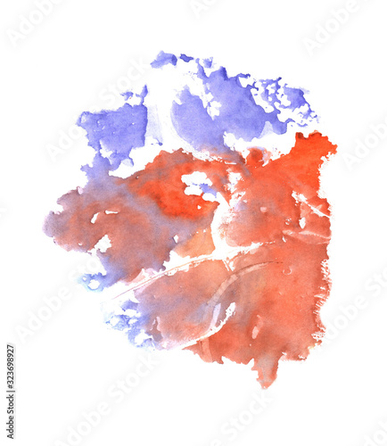 Abstract multicolored watercolor blots on white background