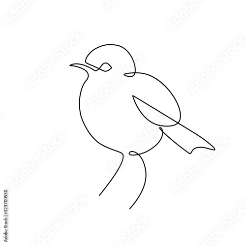 Sparrow bird in continuous line art drawing style. Minimalist black linear sketch isolated on white background. Vector illustration