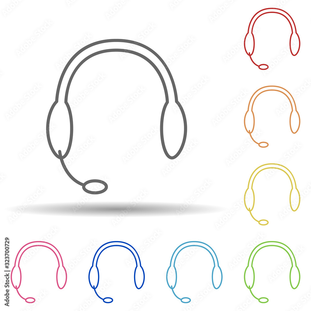 Headphones in multi color style icon. Simple thin line, outline vector of mobile banking icons for ui and ux, website or mobile application Headphones in multi color style icon. Simple thin line, outline vector of mobile banking icons for ui and ux, website or mobile application