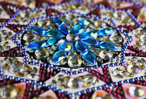 Closeup of abstract colorful rhinestones mosaic