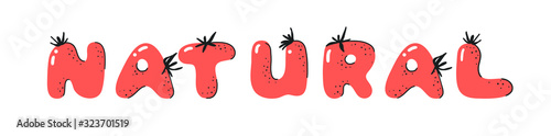 Cartoon vector illustration tomatos  ABC. Hand drawn font with vegan food and word LOL. Actual Creative art vegetarian alphabet 