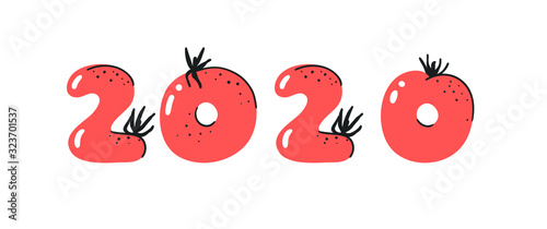 Cartoon vector illustration tomatos  ABC. Hand drawn font with vegan food and word LOL. Actual Creative art vegetarian alphabet 