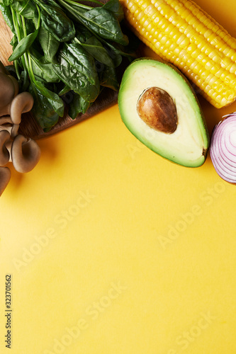 Fototapeta Naklejka Na Ścianę i Meble -  vegetables on yellow background 