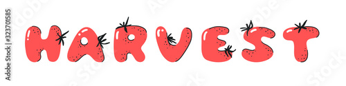 Cartoon vector illustration tomatos  ABC. Hand drawn font with vegan food and word LOL. Actual Creative art vegetarian alphabet 
