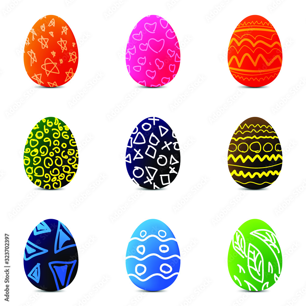 hand draw set of easter egg hand draw set of easter egg