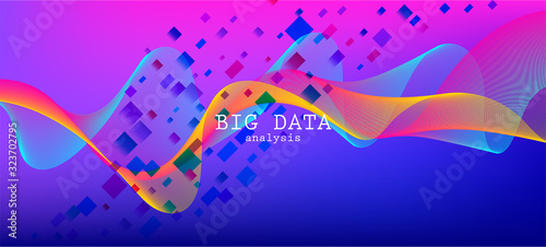 Flying Particles Distressed Purple Vector. 3D Liquid Shapes Website. Data 
