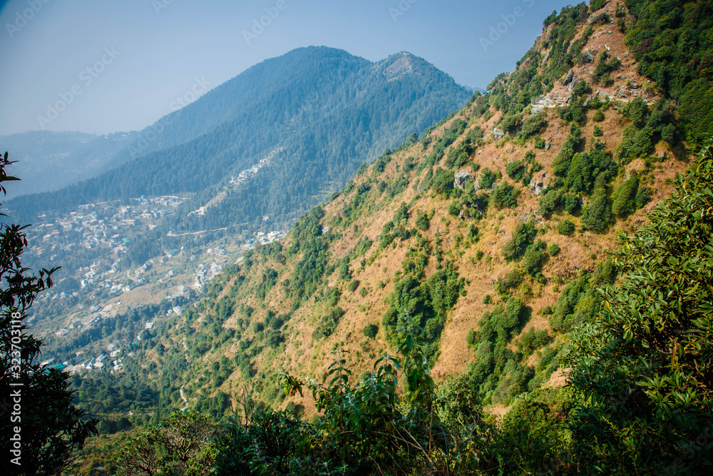 Indian magic Himalayas mountains in Dharamshala  Treck to Triud. Himachal Pradesh