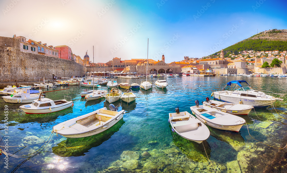 Old port of the historic town Dubrovnik.
