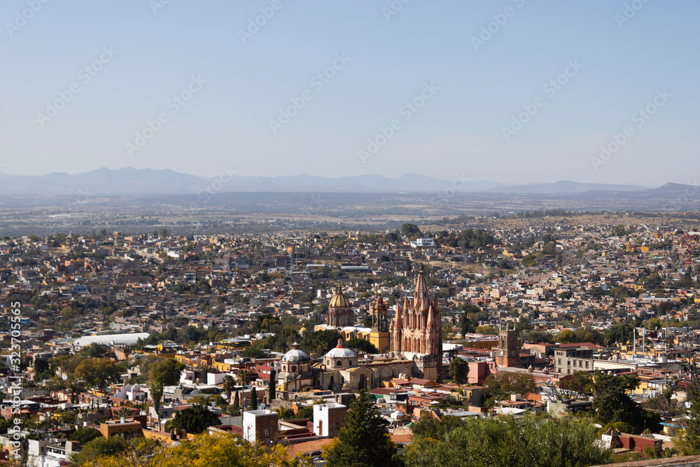 Overview of San Miguel de Allende, on a viewpoint, Guanajuato, Mexico