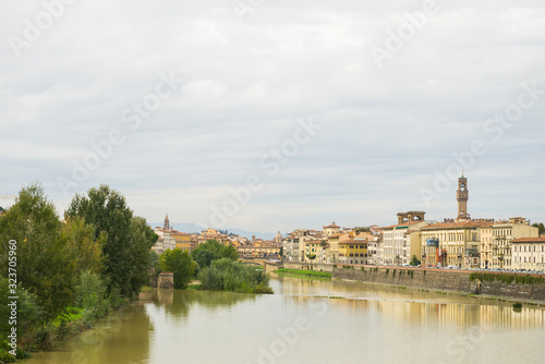 View of the city of Florence with the Arno river
