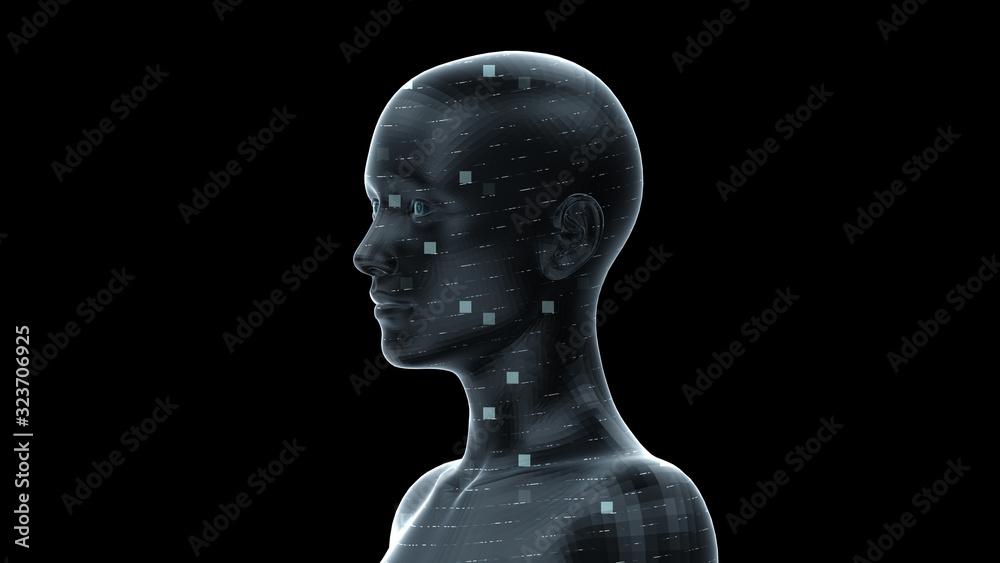 AI artificial intelligence digital network computer technology 3D illustration. AI artificial intelligence digital network computer technology 3D illustration.