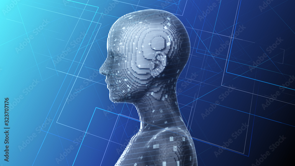 AI artificial intelligence digital network computer technology 3D illustration. AI artificial intelligence digital network computer technology 3D illustration.