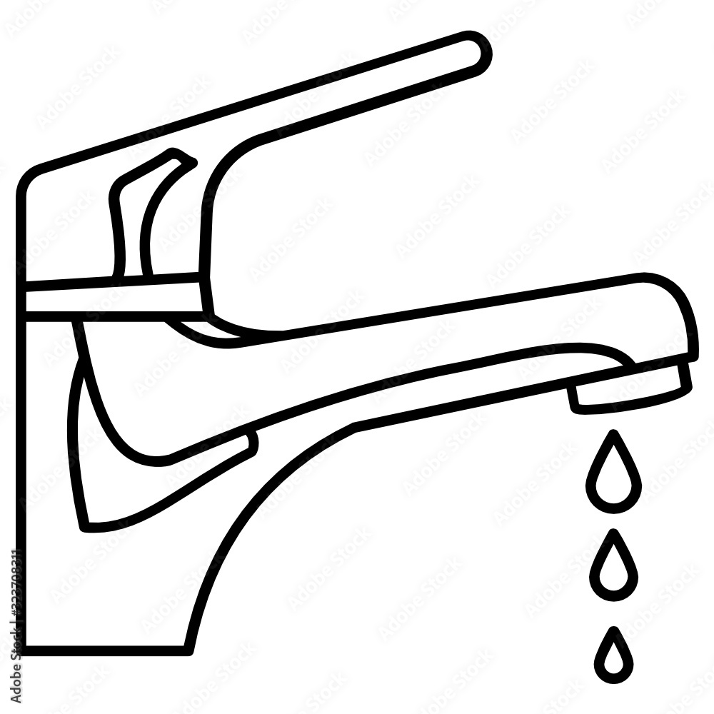 Damaged Bowl Sink Faucet Vector Icon design, Leaked Tap on white background Damaged Bowl Sink Faucet Vector Icon design, Leaked Tap on white background