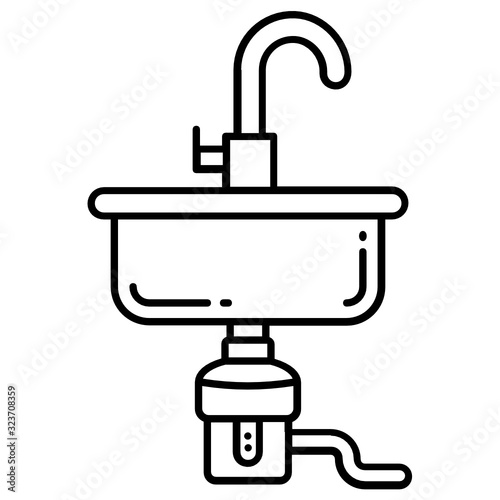 Garbadge Disposal Vector Icon Design, House bathroom equipment Concept, Sink on White background