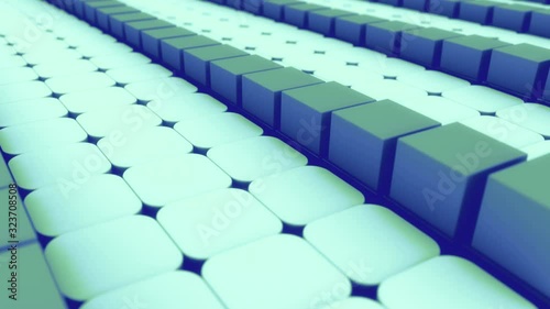 Abstract 3d rendering, animated background with moving geometric shapes. Seamless 4k video.	