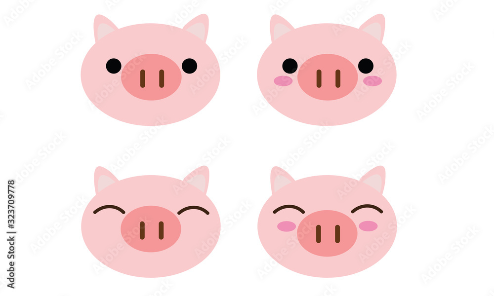 set of pig face icons set of pig face icons