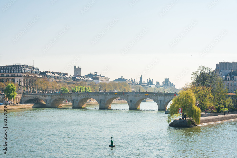 PARIS, FRANCE - August 22, 2019: Street view of river Seine in Paris city, France.