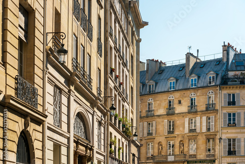 PARIS  FRANCE - August 22  2019  Antique building view in Paris city  France.