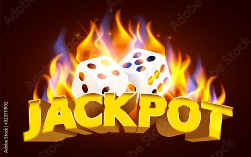 Burning casino dices. Hot casino concept. Fire game.