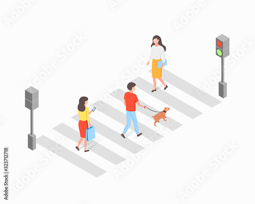 Crosswalk isometric concept.