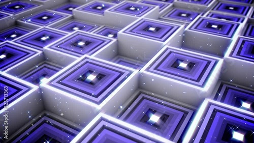 Abstract 3d rendering, animated background with moving geometric shapes. Seamless 4k video.	