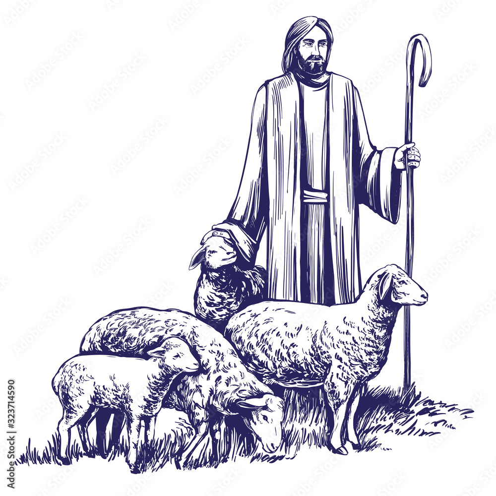 Clipart Of Sheep And Shepherd