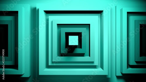 Abstract 3d rendering, animated background with moving geometric shapes. Seamless 4k video.	
