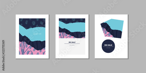 Сreative universal  artistic cards collection. Hand Drawn brush pattern. Trendy pattern for poster, banner, card, cover, invitation, placard, brochure, flyer. Vector textures, template for advertising