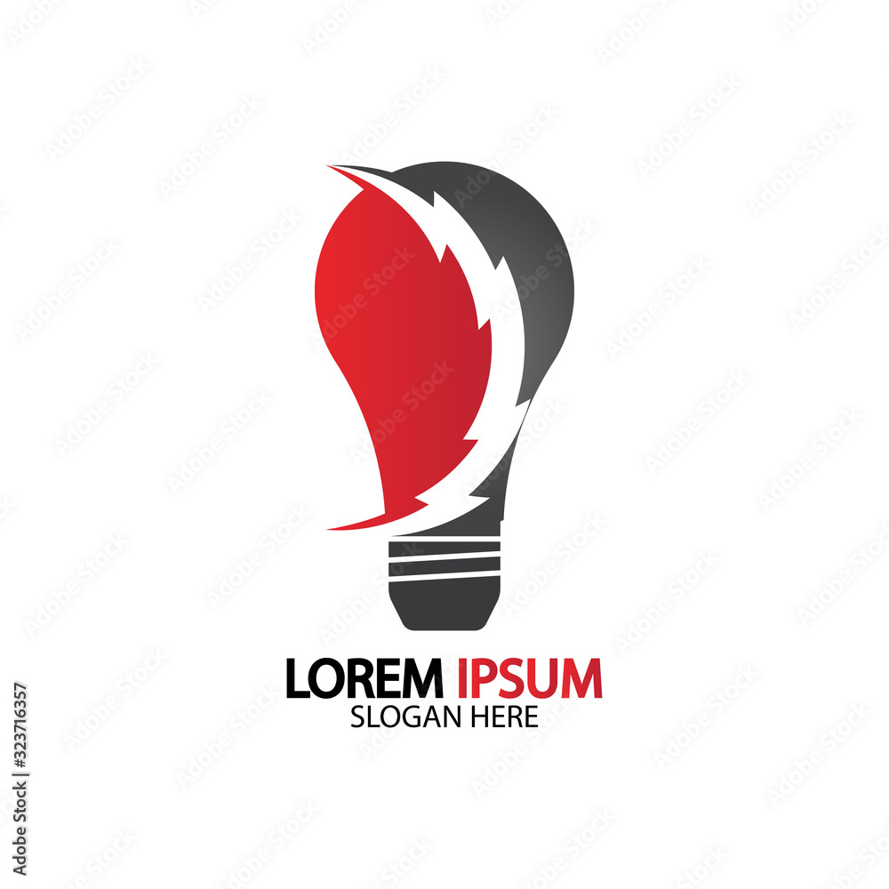 Bulb energy thunder bolt concept logo icon vector template