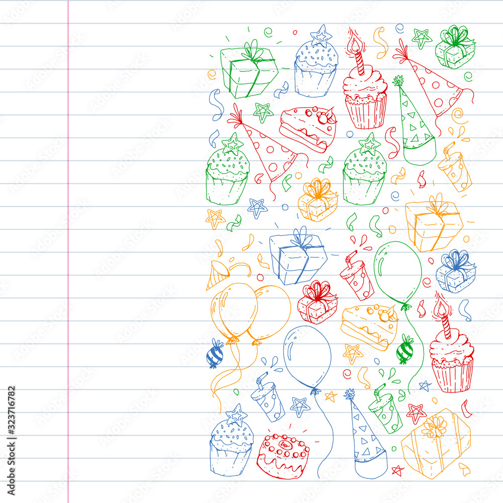Fototapeta premium Birthday party. Pattern for invitations, banners, templates.