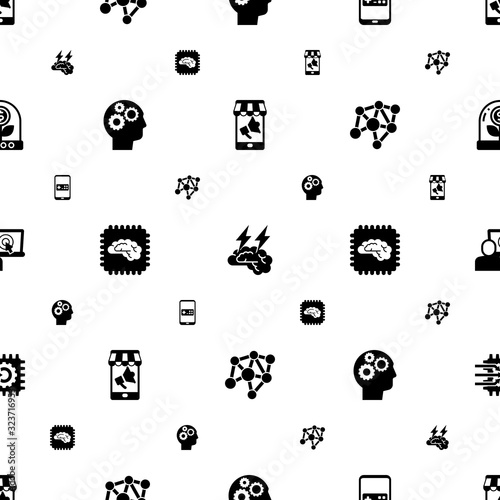smart icons pattern seamless. Included editable filled Mobile marketing, Brain storm, Mobile game, Cognitive Science, Artificial Intelligence icons. smart icons for web and mobile.