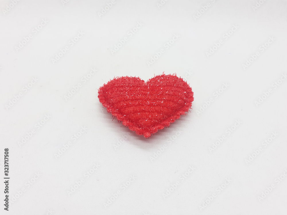 Lovely Beautiful Artistic Red Heart Toys Gift in White Isolated Background