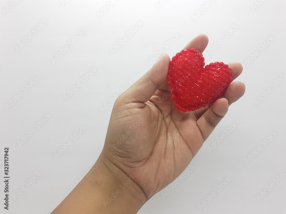 Lovely Beautiful Artistic Red Heart Toys Gift in White Isolated Background Lovely Beautiful Artistic Red Heart Toys Gift in White Isolated Background