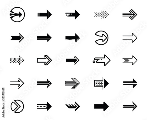 Fototapeta Naklejka Na Ścianę i Meble -  Vector illustration of black arrow icons set