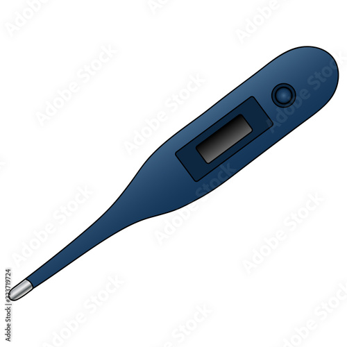 Electronic thermometer. Vector illustration. A place to indicate the degree on the display. Appliance on an isolated background. Cartoon style. Health topic. Medical electronics.