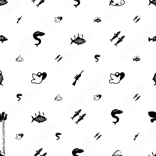 animal icons pattern seamless. Included editable filled grilled fish, Hunting, Fishing, eel, dove, sardine, smoked fish, Dove, perch icons. animal icons for web and mobile.