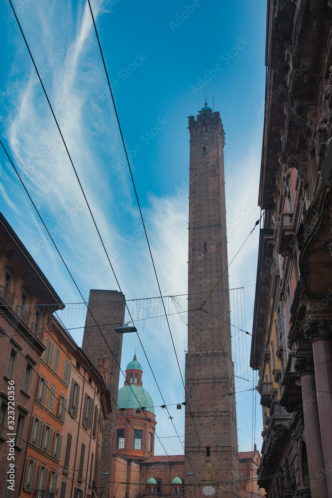 Two towers in the city of Bologna