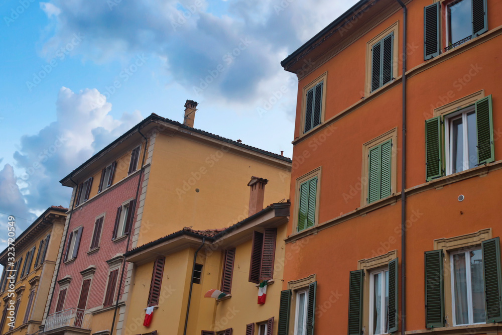 colored houses in the historic center of Rome.