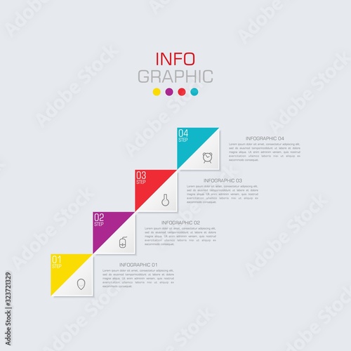 Business data visualization. Infographic element with icons and options or steps. Can be used for process, presentation, diagram, workflow layout, info graph, web design. Vector business template.