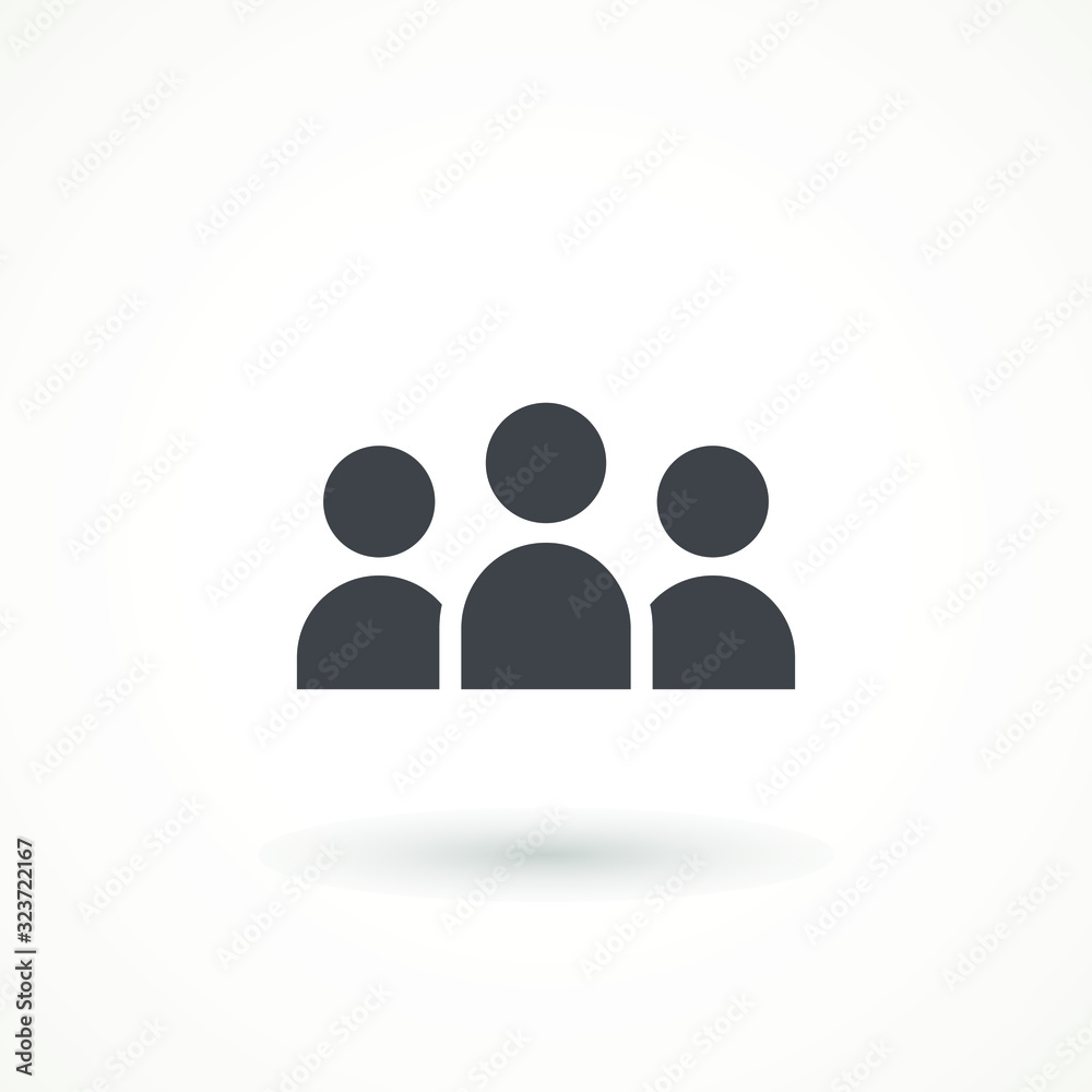 People Icon in trendy flat style isolated on white background. Crowd sign. 3 three Persons symbol for your web site design, logo People Icon in trendy flat style isolated on white background. Crowd sign. 3 three Persons symbol for your web site design, logo